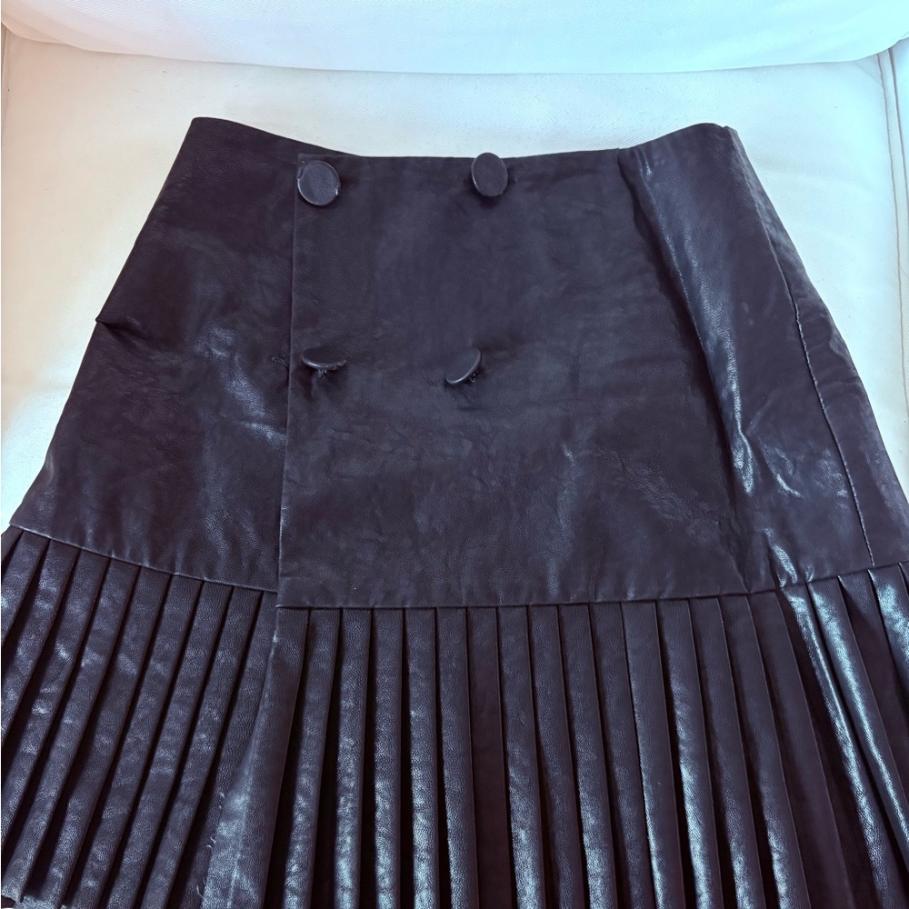 Zara Black Pleated Skirt (pleather)